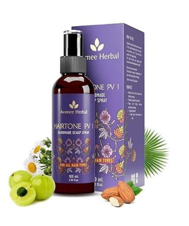 Avi.mee_Herbal Hairtone PV 1 Scalp Spray | Natural DHT Blocker & Fights Hair Fall | With Rosemary Saw Palmetto Amla Methi & Bhringraj Extracts | Serum For Men & Women | 100 ml Black