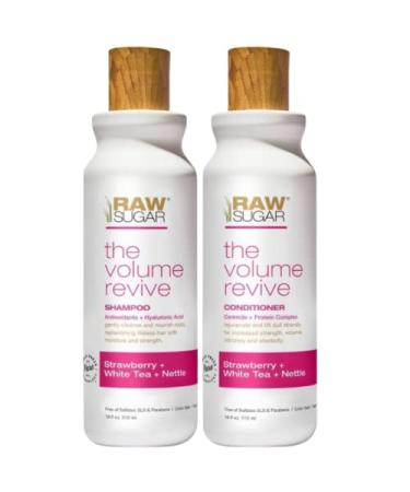 R S Raw Sugar Volume Revive Shampoo & Conditioner SET. Antioxidants + Hyaluronic Acid. Strawberry + White Tea + Nettle. 18 Fl Oz Bottles Each. 18 Fl Oz (Pack of 2)