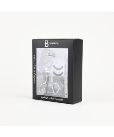 Eyelash Curlers & Tweezers Set - 2 in 1 Travel-Friendly for All Eye Shapes - Instant Beauty in Silver - Buy Online on GoSupps.com