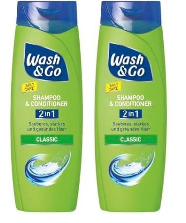Wash & Go Classic Shampooing et apr s-shampoing 2 en 1 400 ml soin quotidien pour des cheveux propres forts et sains (Lot de 2) 400 ml (Lot de 2)