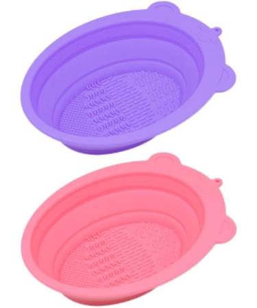 Makeup Brush Cleaning Mat Foldable Brush Cleaner Bowl Silicone Brush Cleaner Pad for Sponge Pink - Buy Online on GoSupps.com