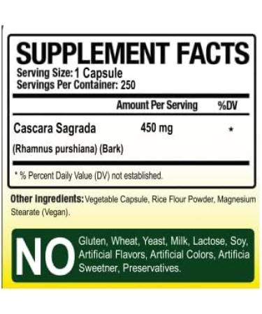 Biotech Nutritions Cascara Sagrada 450mg - 250 Veg Capsules | Natural Digestive Support - Buy Online on GoSupps.com