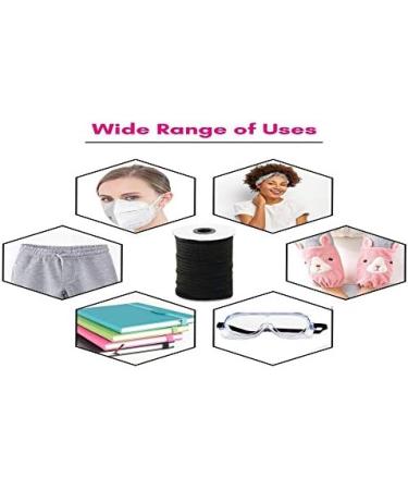 110 Yard 1/8 Inch Elastic Strap Earloop Cord Round Ear Tie Rope for Crafts - White 3mm - Buy Online on GoSupps.com