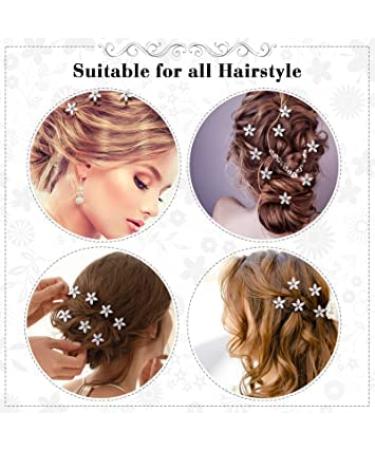 Rhinestone Flower Hair Clips (Pack of 5) - Bridal Wedding Barrettes in White - Crystal Decorative Hair Accessories for Women and Girls - Buy Online on GoSupps.com