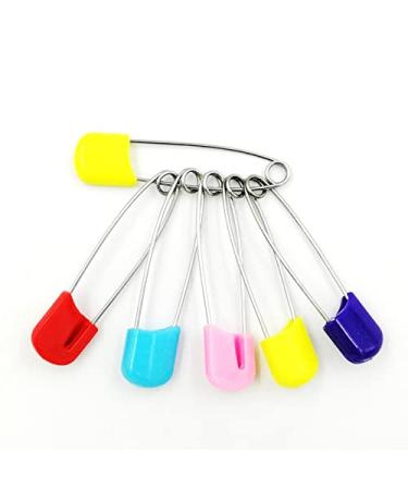 Diaper Pins, 50 Safety Pins Plastic Head Stainless Steel Diaper Pins with Safe Locking Closures for Diaper Clothes Dress Craft Hold Clip