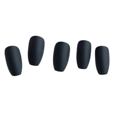 24 Pack Black Matte Fake Nails with Glue - Full Cover French Acrylic Nail Art Tips for Women & Girls - Buy Online on GoSupps.com