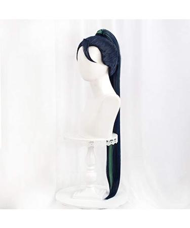 Anime Kaisa Cosplay Wig - Long Straight Black & Green Ponytail | Halloween Costume Party + Free Cap - Buy Online on GoSupps.com