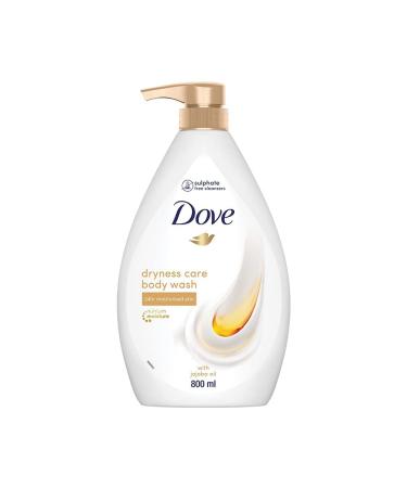 D'ove Dryness Care Bodywash infused with Jojoba Oil to deeply nourish your skin 100% gentle cleansers paraben free/sulphate free cleansers 100% plant- based moisturisers 800ml