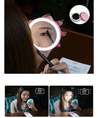 5200MAh Portable Mini Mobile Power Portable Mirror Wireless USB Charging with LED Lighting Mini Vanity Mirror Travel Sensing Lighting-Pink - Buy Online on GoSupps.com
