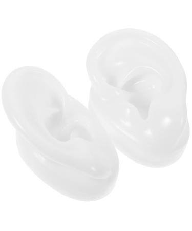 Mikikit Silicone Ear Model  2pcs Simulation Human Ear Sample Piercing Practice Body Parts Fake Ear Display Artificial Ear Model for Ear Piercing  Earrings Sample- White