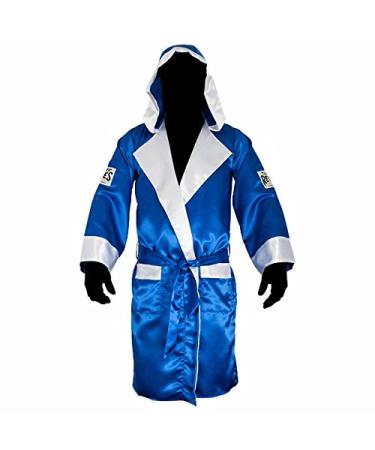 CLETO REYES Satin Boxing Robe Hood - X-Large - Blue/White