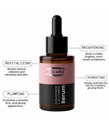 Iguana Glutathione & Vitamin B3 Skin Brightening Face Serum | Dark Spot Corrector Radiance & Glow Booster for All Skin Types 30 ml - Buy Online on GoSupps.com