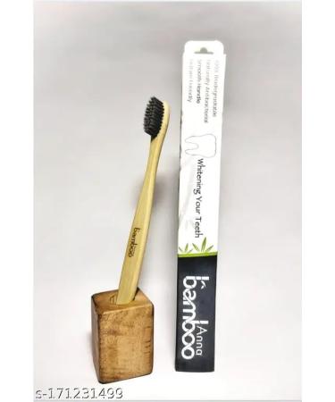 Buy Premium Bamboo Toothbrush with Activated Charcoal Bristles - Soft & Eco-Friendly Dental Care - Buy Online on GoSupps.com