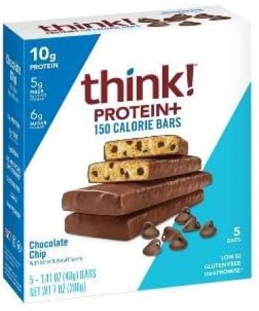 think! Protein Bars - Gluten Free Chocolate Chip Snack with Chicory Root for Fiber & Digestive Support | No Artificial Sweeteners | 5 Count - Buy Online on GoSupps.com