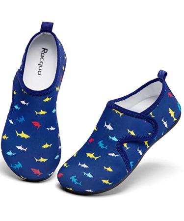Racqua Kids Water Shoes Lightweight Beach Swim Quick Dry Sports Aqua Socks 11-11.5 Little Kid Shark/Blue