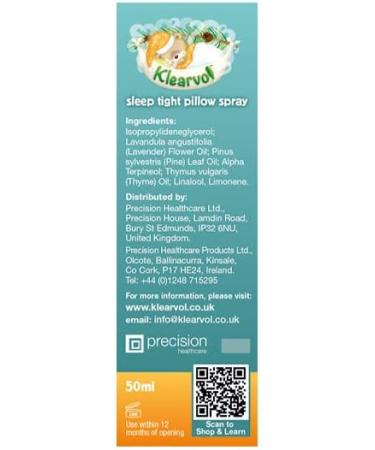 Klearvol Sleep Tight Pillow Spray - Natural Vapours for Sweet Dreams | 50ml | Ages 3+ | Lavender, Pine, Thyme Essential Oils - Buy Online on GoSupps.com
