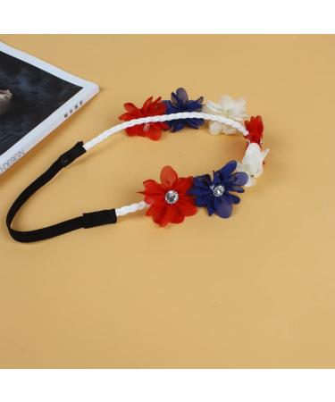 Patriotic Flower Crown Headband for Independence Day - Blue Red White Floral Hair Band - Buy Online on GoSupps.com