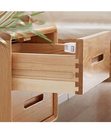 Retoo Magnetic Cabinet Lock - 4 Piece Child Safety Lock for Cupboards & Drawers - Invisible & Easy to Install - White Cream Finish - Buy Online on GoSupps.com