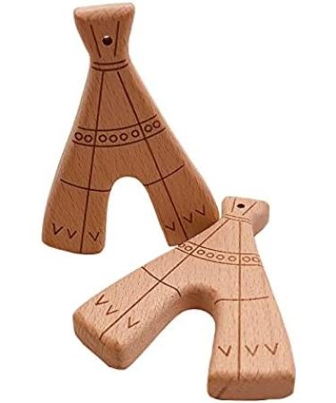 Wendysun 5pcs Cartoon Wood Teether: Natural Animal Tower Shape Baby Teething Toy - Buy Online on GoSupps.com