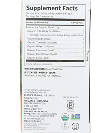 Organic India Tulsi Infusion Tea - Turmeric Rooibos | 18 CT - Herbal Wellness - Buy Online on GoSupps.com