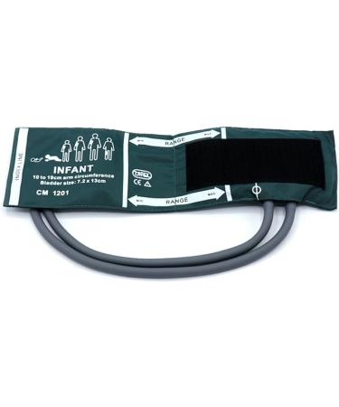 Universal NIBP Cuff for Infant 10-19cm Double Tube Reusable Nylon Replacement Blood Pressure Cuff No Connector. Infant Green Nylon+dual Tubes