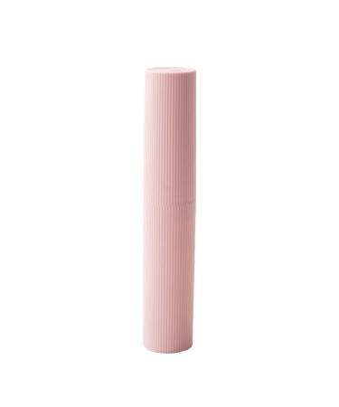 Tooth Brush Holder Travel Toothbrush Box Vertical Stripe Portable wash Cup Brushing Cup Tooth Set Box Tooth Cylinder Toothpaste Storage Tube (Color : Pink)