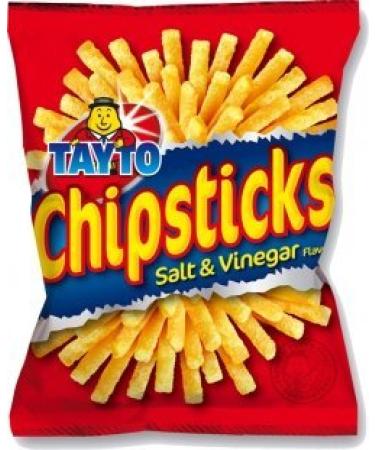 TAYTO Chipsticks - Salt and Vinegar flavour snacks from Ireland (22 x 28g packs) by Tayto