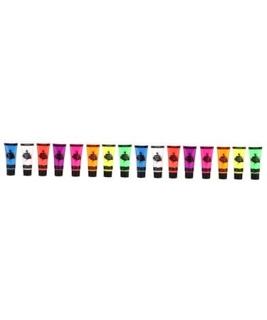 FRCOLOR 16 Pcs Fluorescent Face Paint UV Reactive Face Paints Blacklight Reactive Fluorescent Paint Professional Face Paint Kit Washable Paint Bustier Tops Cosmetic Material Shine Top Coat