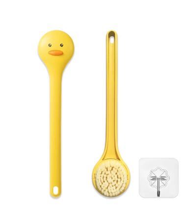 Little Yellow Eagle Bath Brush  Softer bristles  Long Handle  Suitable for Children Aged 3-12  Cleaning Sweat Stains and Beauty Bath  Wet or Dry Brush  Bath Brush (14 inch  Lemon Yellow)