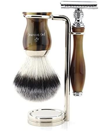 Wet Shaving for Men Safety Razor Synthetic Hair Brush Double Edge Razor with Resin Handle