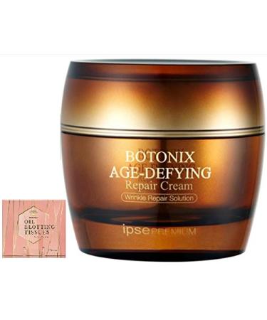 BOTONIX Natural Age Defying Cream 24K Gold and 8 Peptides Face Lifting and Firming Bundled with 1 Pack Oil Absorbing Blotting Paper