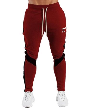 PIDOGYM Men's Red Track Pants - Slim Fit Athletic Joggers with Zipper Pockets, Medium - Buy Online on GoSupps.com