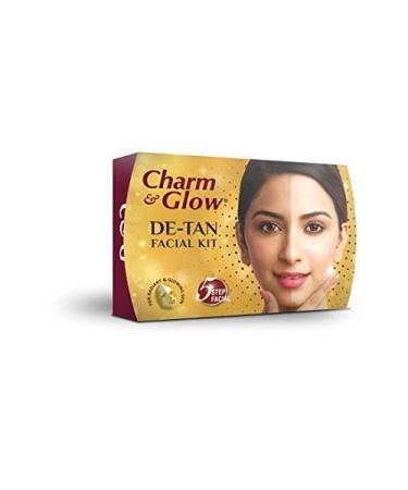 CHARM & GLOW De-Tan Facial Kit with 5 Steps Facial for Radiant and Glowing Face (Pack of 6)
