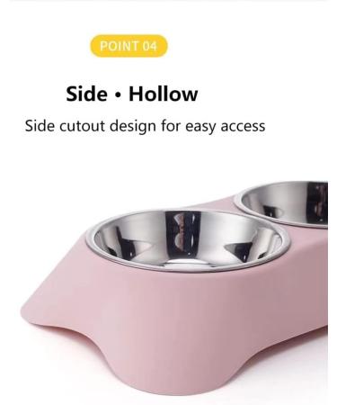 Angeer Double Dog Bowl Stainless Steel Double Bowl Anti-slip Anti-spill And Removable (S Pink) S Pink - Buy Online on GoSupps.com
