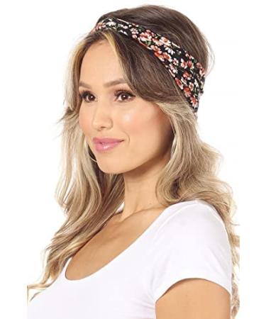 SWEETKIE Twist Front Headbands - Stylish Head Wraps for Yoga, Workouts & Everyday Wear - Fashion Accessory for Women, Girls & Teens - 4 Floral Patterns - Buy Online on GoSupps.com