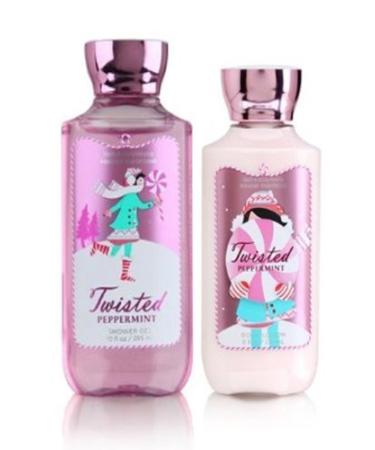Bath and Body Works Twisted Peppermint Shower Gel (10 fl oz) and Body Lotion (8 fl oz) Signature Collection (Set of 2)