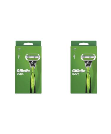 Gillette body razor men body razor + 1 razor with 3-fold blade charging green (pack with 2) 1 piece (2-pack) razor + 1 blade