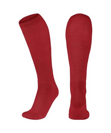 CHAMPRO Multi-Sport Athletic Compression Socks for Baseball, Softball, Football, and More Scarlet Medium