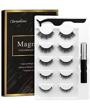 Dual Magnetic Eyelashes, Magnetic Eyelashes without Eyeliner or Glue, Light weight & Easy to Wear, Best 3D Reusable Eyelashes with Applicator (WITH EYELINER)