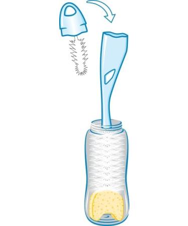 NUK Bottle Brush with Sponge and Integrated Teat Brush | with Ergonomic Handle | for Bottles and Teats | Pack of 1 New pack Soft - Buy Online on GoSupps.com