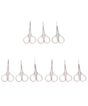 FRCOLOR 9 Pcs Ear Hairs Shear Small Precision Nose Hair Moustache Trimmer -pointed Moustache Manicure for Women Round Makeup Tools 8.5X4.5cmx3pcs Silverx3pcs