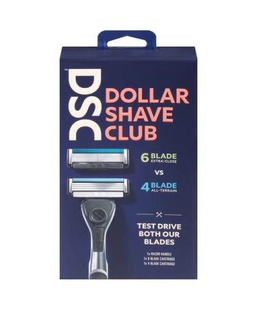 Dollar Shave Club Men's Razor Mixed Starter Shaving Kit For a Comfortable and Smooth Shave Includes 1 Handle, 4-Blade Cartridge, and 6-Blade Cartridge Shaving Kit for Men 3 Count Mixed Starter Set