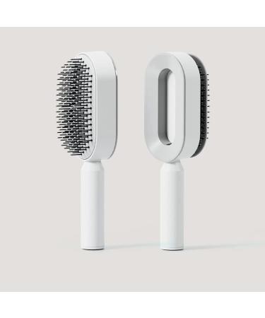 RUIYUE Self Cleaning Hair Brush 3D Air Cushion Massager Brush Airbag Massage Comb Brush  Shaping Comb Self Cleaning Hair Brush for Women Great for Women in Hairdressing Brush (White)