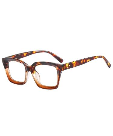 Fuqinqingoz oversized reading glasses to relieve fatigue square computer reading glasses blue light blocking glasses flat light mirror (color: C6 Size: +300) +300 C6
