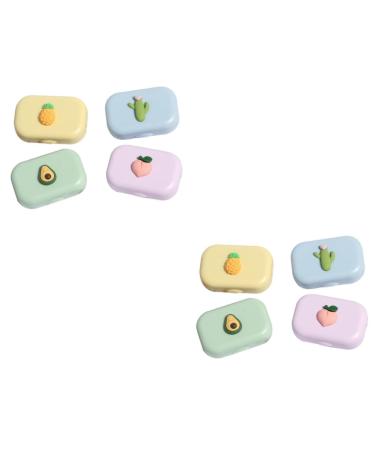 Healvian 8 STK Colored contact lenses Setting Setting Set Container Mini Fall Mirror film container for contact lenses of portable suitcase care contact lens container Storage box