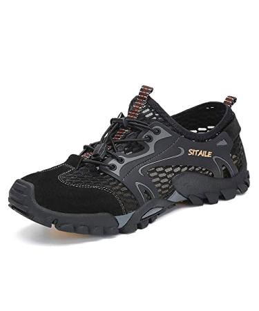 SITAILE Water Shoes Men Women Quick Dry Barefoot Aqua Swim River Shoes for Pool Beach Hiking Walking Shoes 12 Women/10 Men Black