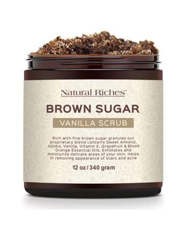 Natural Riches Brown Sugar Exfoliating Body Scrub with Vanilla - 12 oz | For Cellulite, Acne Scars, Stretch Marks | Exfoliation for Body & Face | Perfect Gift For Women - Buy Online on GoSupps.com