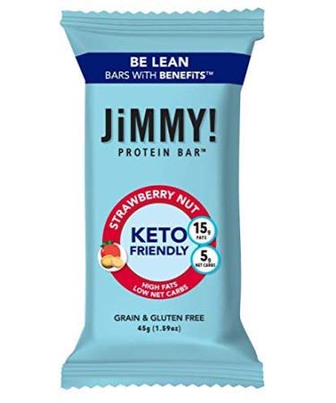 JiMMY! Keto Protein Bar, Keto Friendly, Strawberry Nut, 12 Count - Energy Bar with Low Net Carb, Low Sugar, Gluten Free