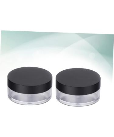 Housoutil Empty Powder Case 2pcs Makeup Powder Jar Makeup Powder Puffs Makeup Cosmetic Jars Powder Puff Holder Powder Box Round Black 6.5X6.5cm - Buy Online on GoSupps.com