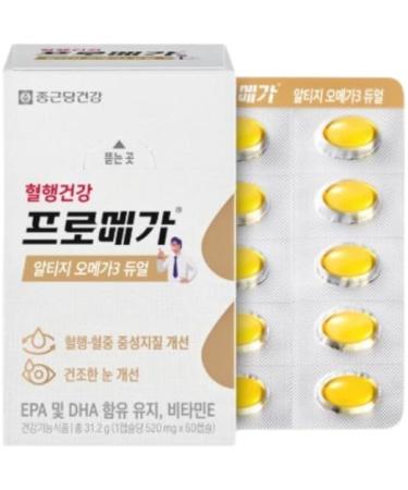 DAHLORE High-Absorption rTG Omega-3 Supplement 600mg EPA DHA Dual Softgel Formula Fish Oil Capsules for Heart & Eye Wellness Easy-to-Swallow Mini Softgels 60 Count I Made in Korea I
